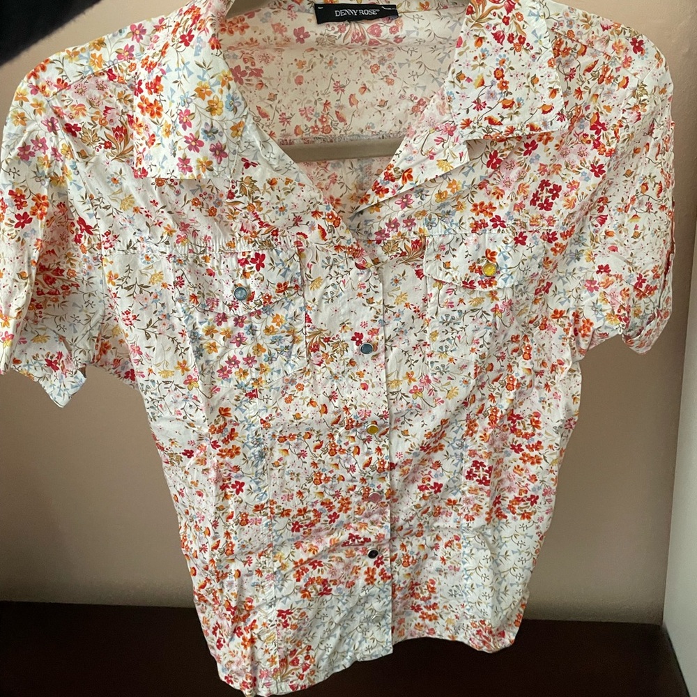 Denny Rose Floral Blouse - Red, Pink, White